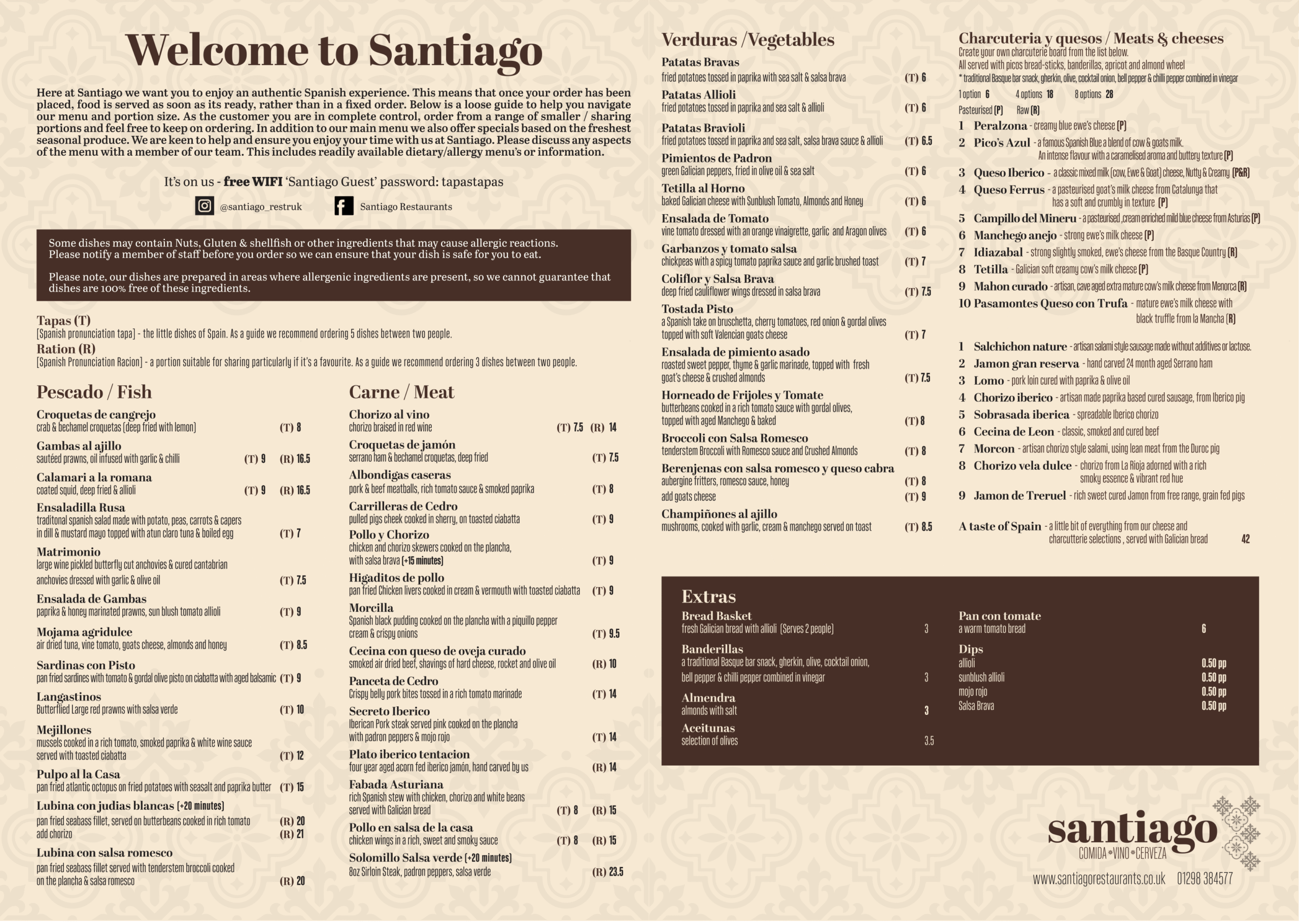 Santiago Bar de Tapas - Buxton - Food menu June 2026-1